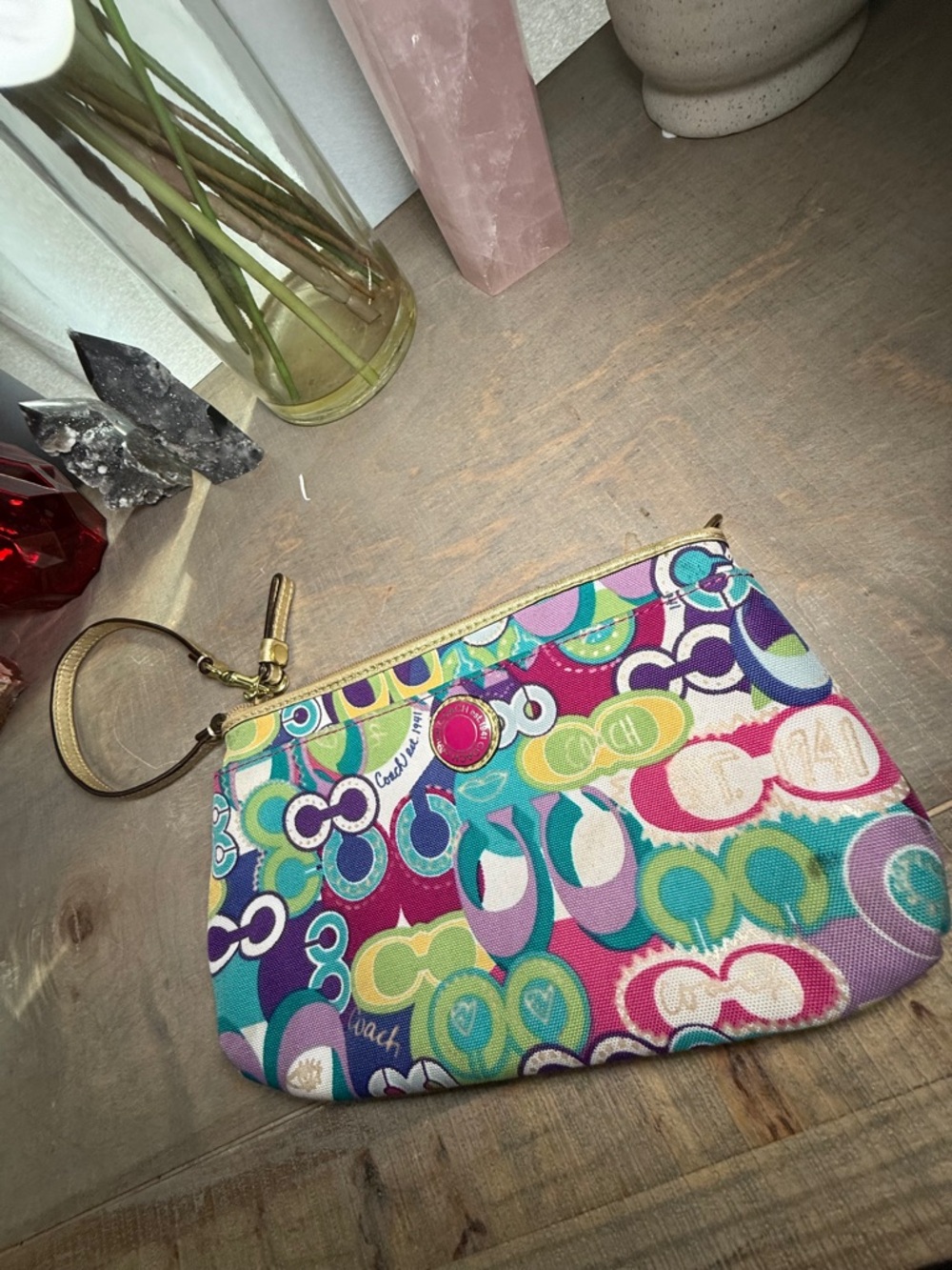 Coach Poppy Graffiti Wristlet